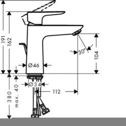 Hansgrohe Wastafelkraan Talis E Met Hendel En Waste Wit -Prachtige Badkamerwinkel 123 8564