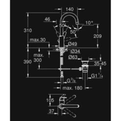 GROHE Wastafelkraan Start Flow L-size Met Hendel En Waste Chroom -Prachtige Badkamerwinkel 123 8568