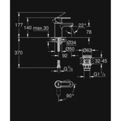 GROHE Wastafelkraan Get S-size Met Hendel En Afvoerplug Chroom -Prachtige Badkamerwinkel 123 8571
