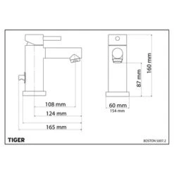 Tiger Wastafelkraan Boston Met Hendel En Waste Chroom -Prachtige Badkamerwinkel 123 8615