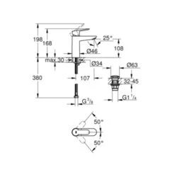 Grohe Wastafelkraan Start Edge M Met Hendel Chroom -Prachtige Badkamerwinkel 123 8714