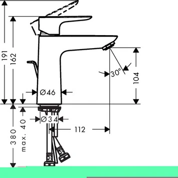 Hansgrohe Wastafelkraan Talis E Met Hendel En Waste Zwart 4 Hansgrohe Wastafelkraan Talis E Met Hendel En Waste Zwart - Afbeelding 2