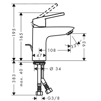 Hansgrohe Wastafelkraan Logis Loop 100 Met Hendel En Waste Chroom 6 Hansgrohe Wastafelkraan Logis Loop 100 Met Hendel En Waste Chroom - Afbeelding 4
