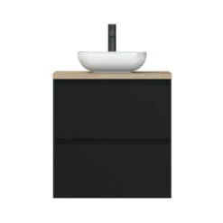 Tiger Karlo Badkamermeubel 60cm Mat Zwart Met Eiken Wasblad En Keramische Waskom -Prachtige Badkamerwinkel 123 898