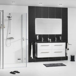 TIGER Boston Kolomkast 40cm Wit Hoogglans Rvs -Prachtige Badkamerwinkel 123 979